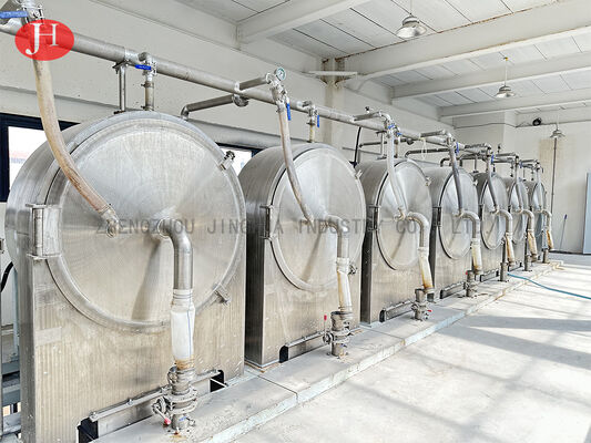 澱粉のスラリーの洗浄および脱水のための大容量の遠心ふるい